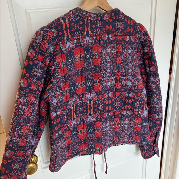 ba&sh Jackets & Blazers - ba&sh Quilted Floral Bomber Jacket in Navy and Red